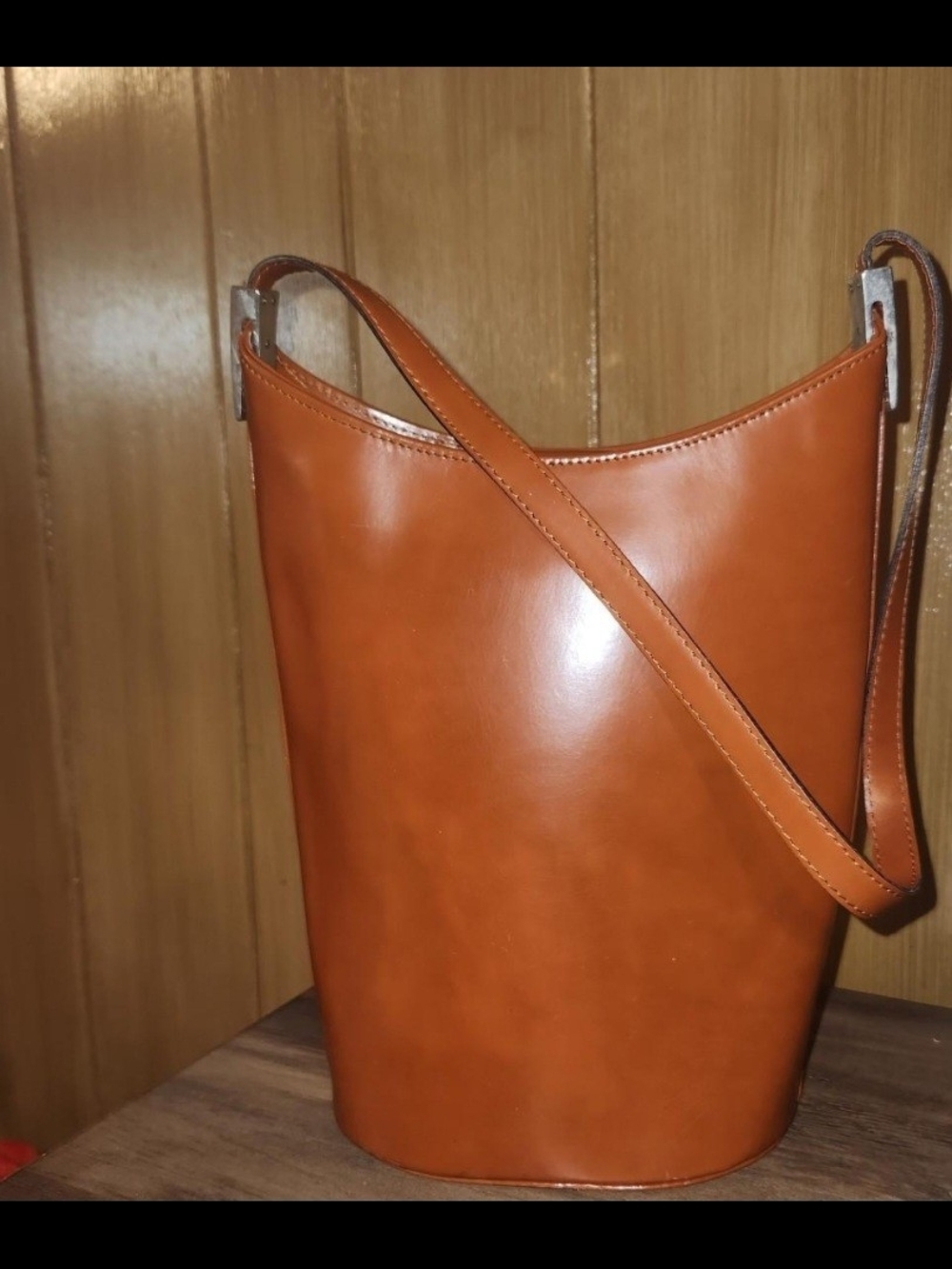ALEX Firenze Italia Embossed Leather Bag - Warm Cognac